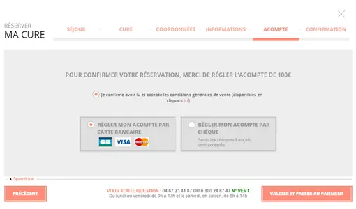 Avène Center - réservation étape 5