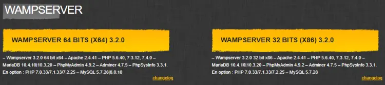 WAMP - Choix de version